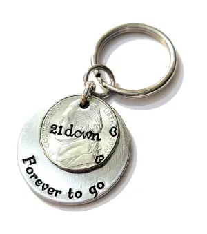 21st Anniversary Gift, Traditional 2004 Nickel, 21 Down and Forever To Go Key Chain, Wedding Anniversary Gift