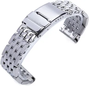 22mm 24mm Silver Stainless Steel Watch Bracelet for Breitling Strap Watch Band for Avenger NAVITIMER SUPEROCEAN Watchbands (Color : Stainless, Size : 22mm)