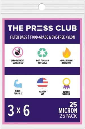 25 Micron | Premium Nylon Tea Filter Bags | 3" x 6" | 25 Pack