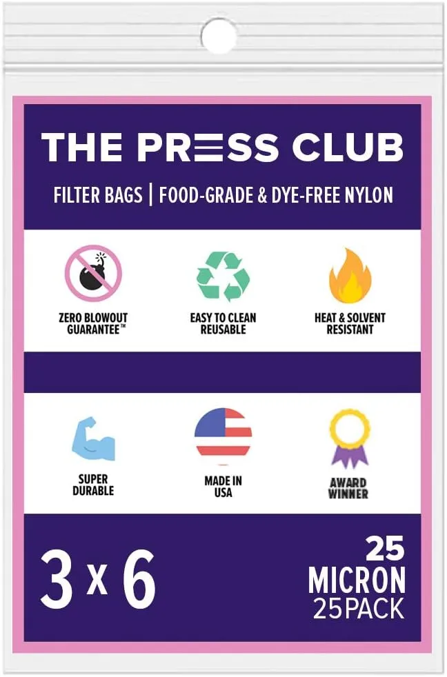 25 Micron | Premium Nylon Tea Filter Bags | 3" x 6" | 25 Pack
