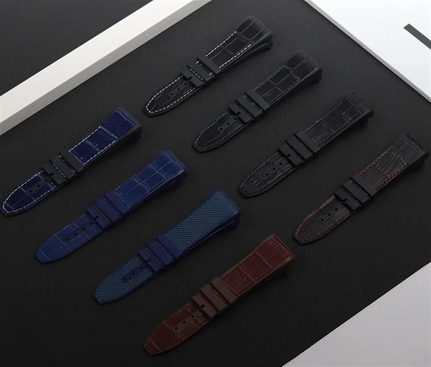 28mm Nylon Silicone Watch Strap Black Blue Folding Buckle Watchband for Franck Muller Series Watch