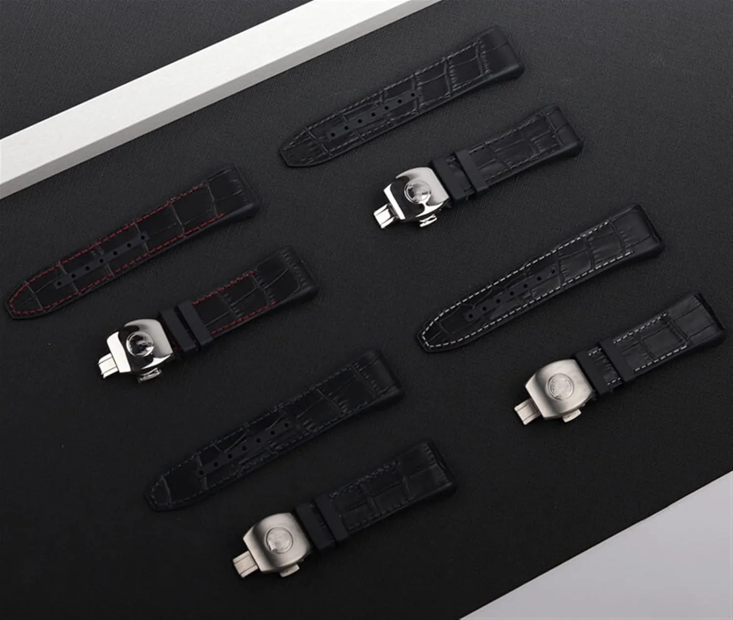 28mm Nylon Silicone Watch Strap Black Blue Folding Buckle Watchband for Franck Muller Series Watch