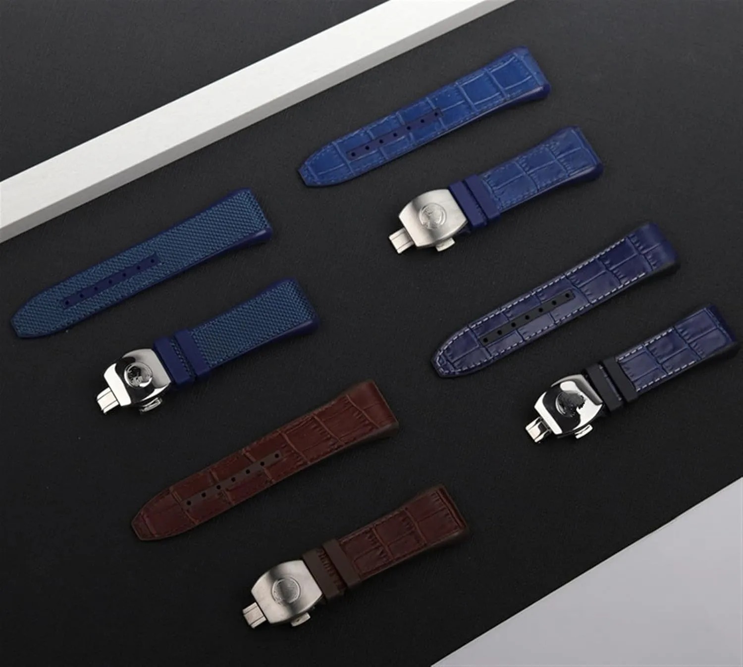 28mm Nylon Silicone Watch Strap Black Blue Folding Buckle Watchband for Franck Muller Series Watch