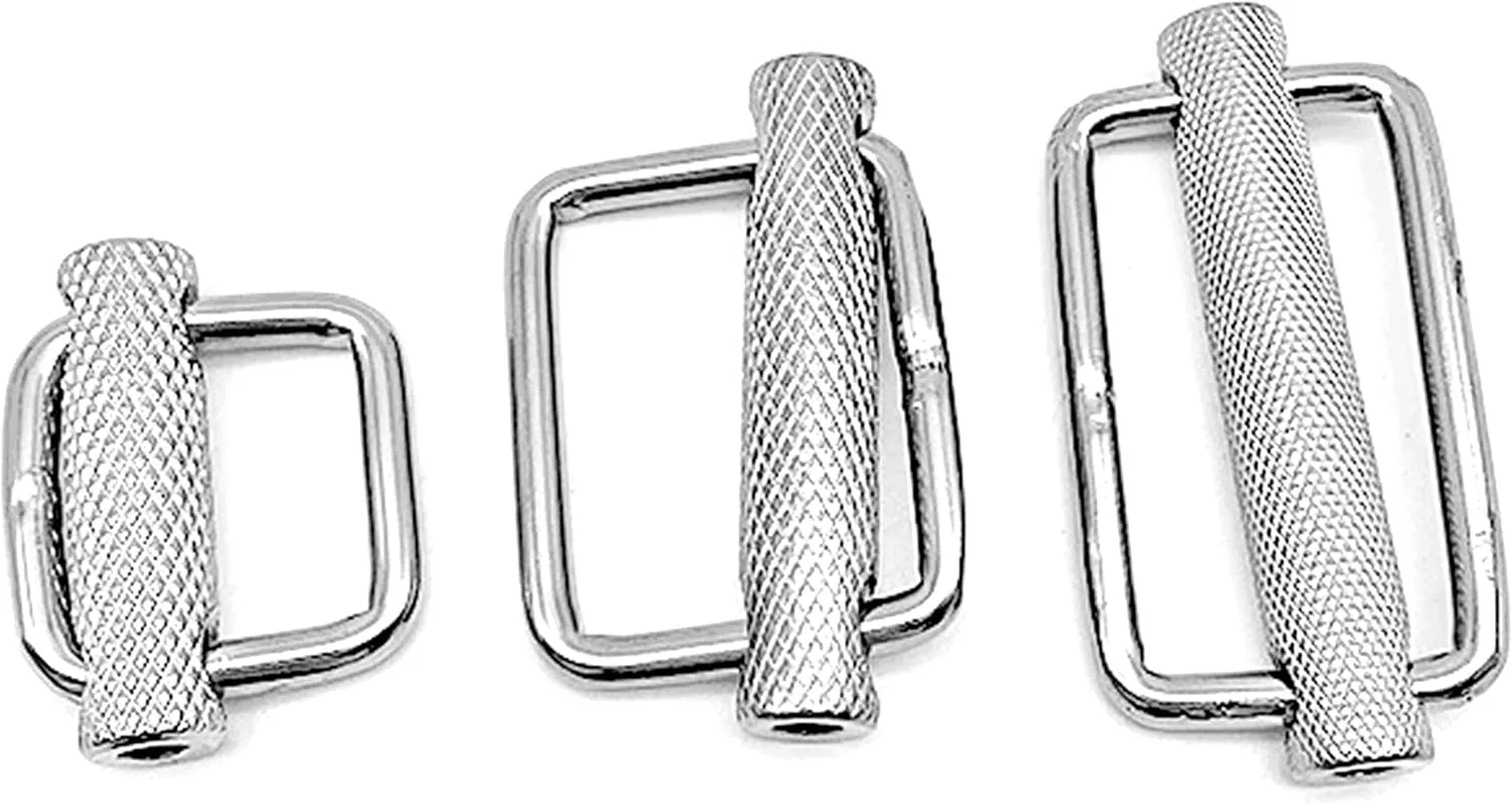 2Pack Stainless Steel 316 Slider adjustable Lock Buckles, Replacement for Belt backpack strap adjuster replacement