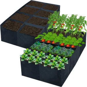2PCS 6x3x1ft Fabric Raised Garden Bed,128 Gallon 8 Grids Rectangle Plant Grow Bags,Durable Outdoor Planter Raised Beds Pot for Growing Herbs Flowers Vegetables Potatoes Carrots
