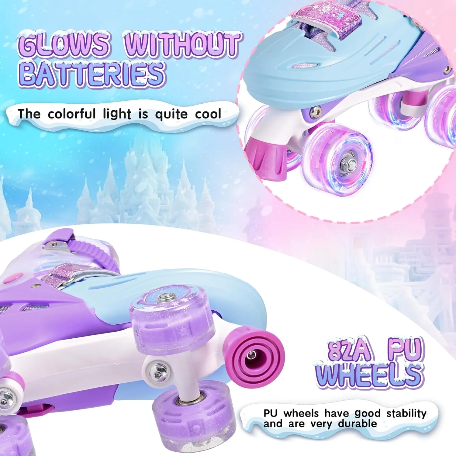 2PM SPORTS Kids Roller Skates Girls Boys Ages 5-8 8-12 4-6 6-12 with Light Up Wheels, Adjustable Rollerskates Beginner Toddler Youth Size 10C 11C 12C 13C 1 2 3 4 5 6