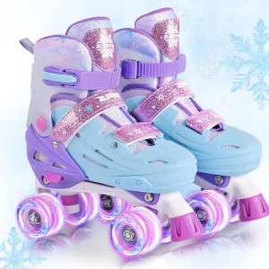 2PM SPORTS Kids Roller Skates Girls Boys Ages 5-8 8-12 4-6 6-12 with Light Up Wheels, Adjustable Rollerskates Beginner Toddler Youth Size 10C 11C 12C 13C 1 2 3 4 5 6