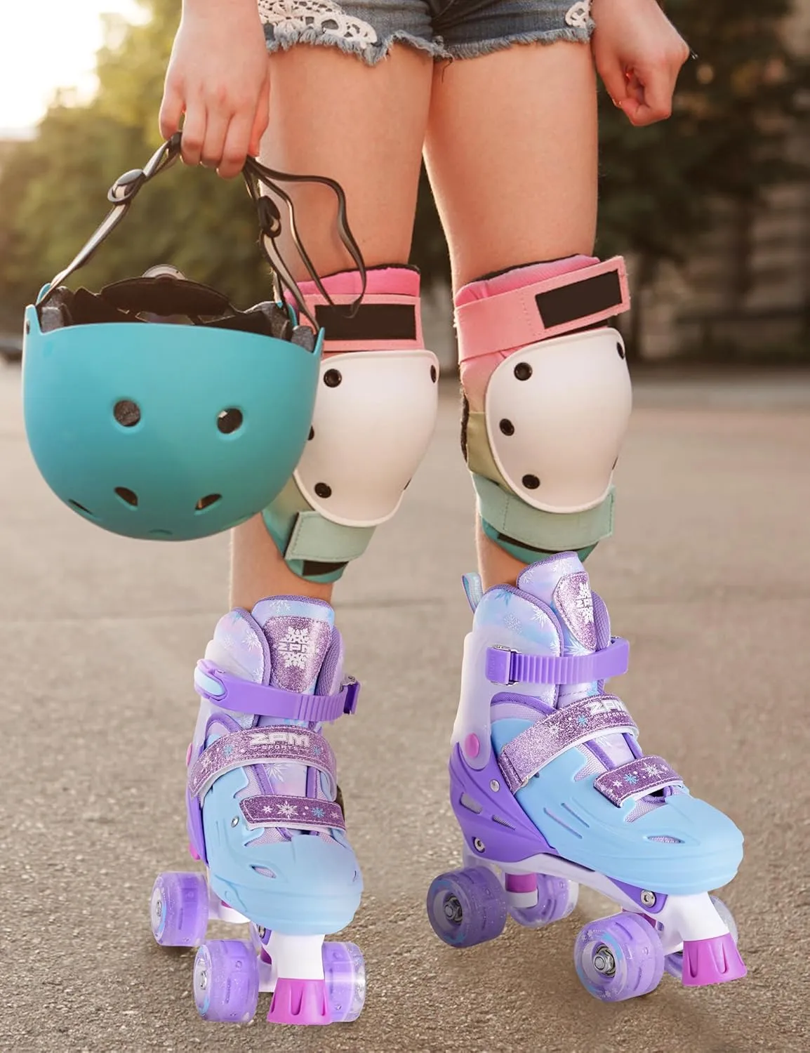 2PM SPORTS Kids Roller Skates Girls Boys Ages 5-8 8-12 4-6 6-12 with Light Up Wheels, Adjustable Rollerskates Beginner Toddler Youth Size 10C 11C 12C 13C 1 2 3 4 5 6