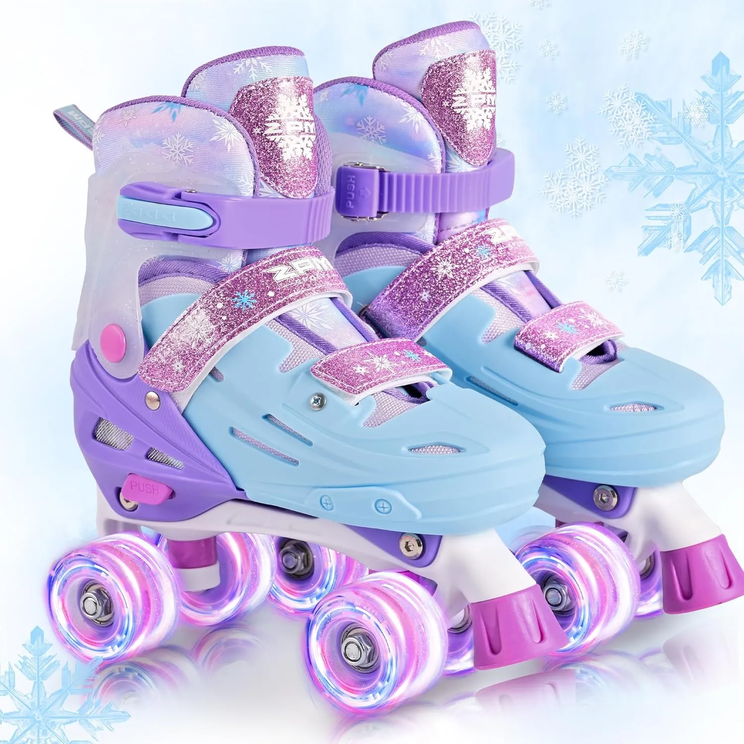 2PM SPORTS Kids Roller Skates Girls Boys Ages 5-8 8-12 4-6 6-12 with Light Up Wheels, Adjustable Rollerskates Beginner Toddler Youth Size 10C 11C 12C 13C 1 2 3 4 5 6