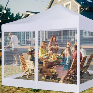 3 in 1 Mesh Canopy Sidewalls and 1 Pcs Canopy Walls with Zipper for 10' x 10' White Mosquito Netting Screen with Bags Netting Screen Sidewall for Patio Garden Backyard (Tent Walls Only)