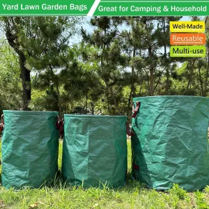 3-piece 106-gallon Lawn Garden bag Reusable yard litter bagwith coated garden gloves - storage bag, laundry container, trash can with 4 handles，庭院