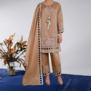 3PC- Embellished Organza Net Suit PF4021