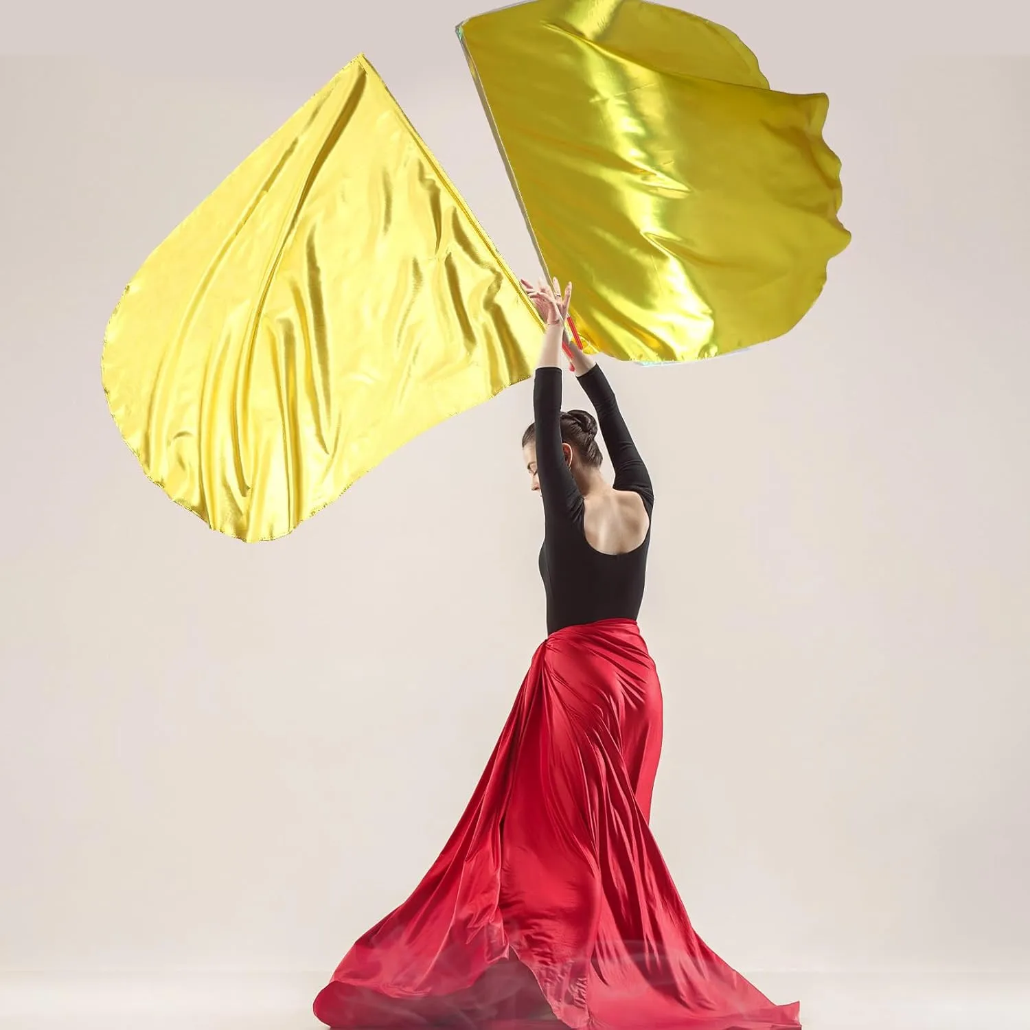4 Set Worship Flags 47 x 39 Inch Praise Dance Worship Flags with Scalable Rod Adore Angel Wing Flag Praise Church Banners for Adore Dance Practice Performance(Gold)