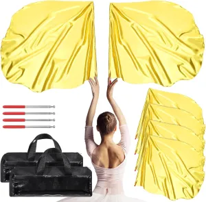 4 Set Worship Flags 47 x 39 Inch Praise Dance Worship Flags with Scalable Rod Adore Angel Wing Flag Praise Church Banners for Adore Dance Practice Performance(Gold)