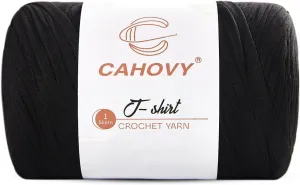 400g T-Shirt Yarn Crochet Yarn for Beginner Crochet Bags/Basket/Coaster,400G/110yds High Elastic Polyester Thick Tshirt Black