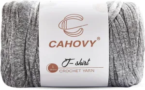 400g T-Shirt Yarn Crochet Yarn for Beginner Crochet Bags/Basket/Coaster,400G/110yds High Elastic Polyester Thick Tshirt Grey&White