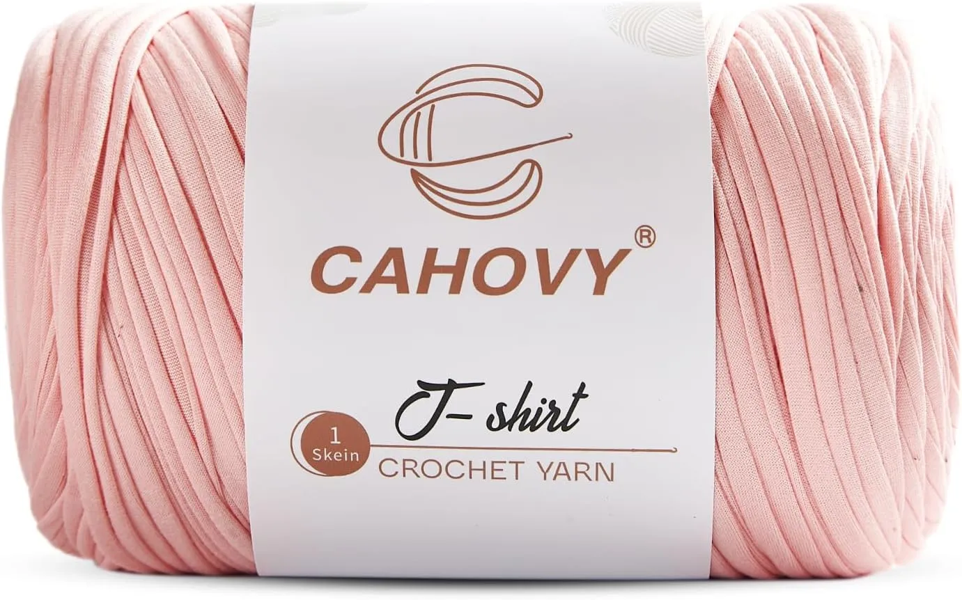 400g T-Shirt Yarn Crochet Yarn for Beginner Crochet Bags/Basket/Coaster,400G/110yds High Elastic Polyester Thick Tshirt Light Pink