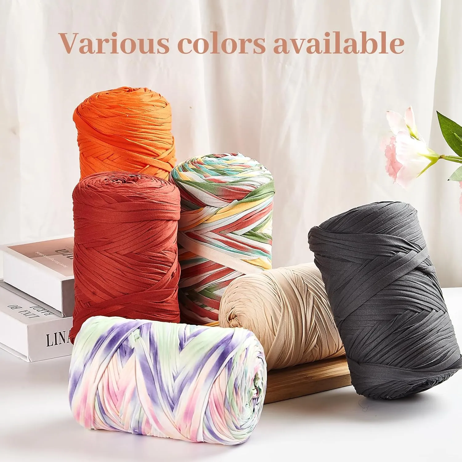 400g T-Shirt Yarn Crochet Yarn for Beginner Crochet Bags/Basket/Coaster,400G/110yds High Elastic Polyester Thick Tshirt Red&Purple
