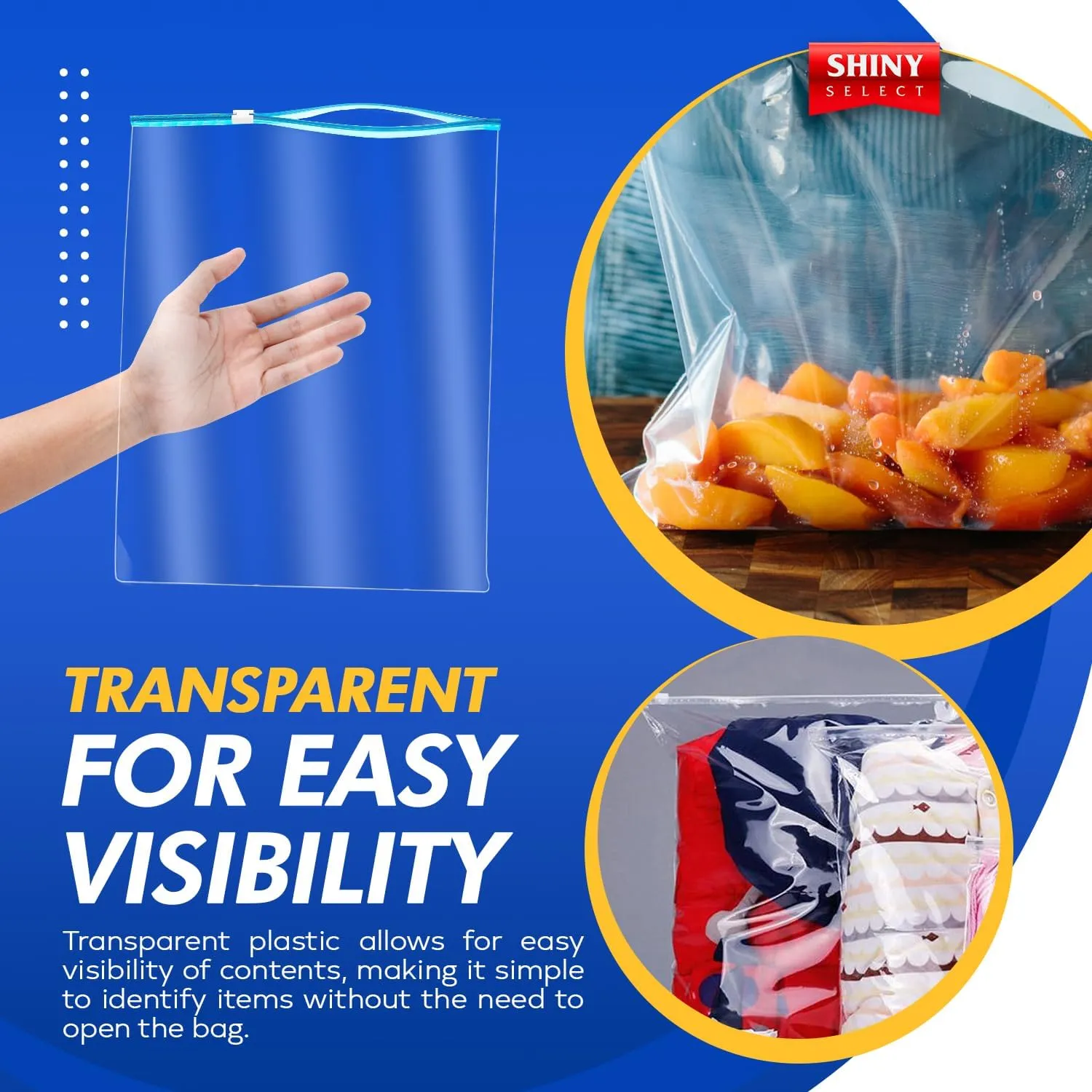 5 Gallon Jumbo Slider Storage Bag, 18x24, 50 Bags – Resealable Extra Large Clear Plastic, 2 Mil Thick - Home Organization, Luggage, Travel, Kitchen Use, Baby Essentials, Seasonal Clothes