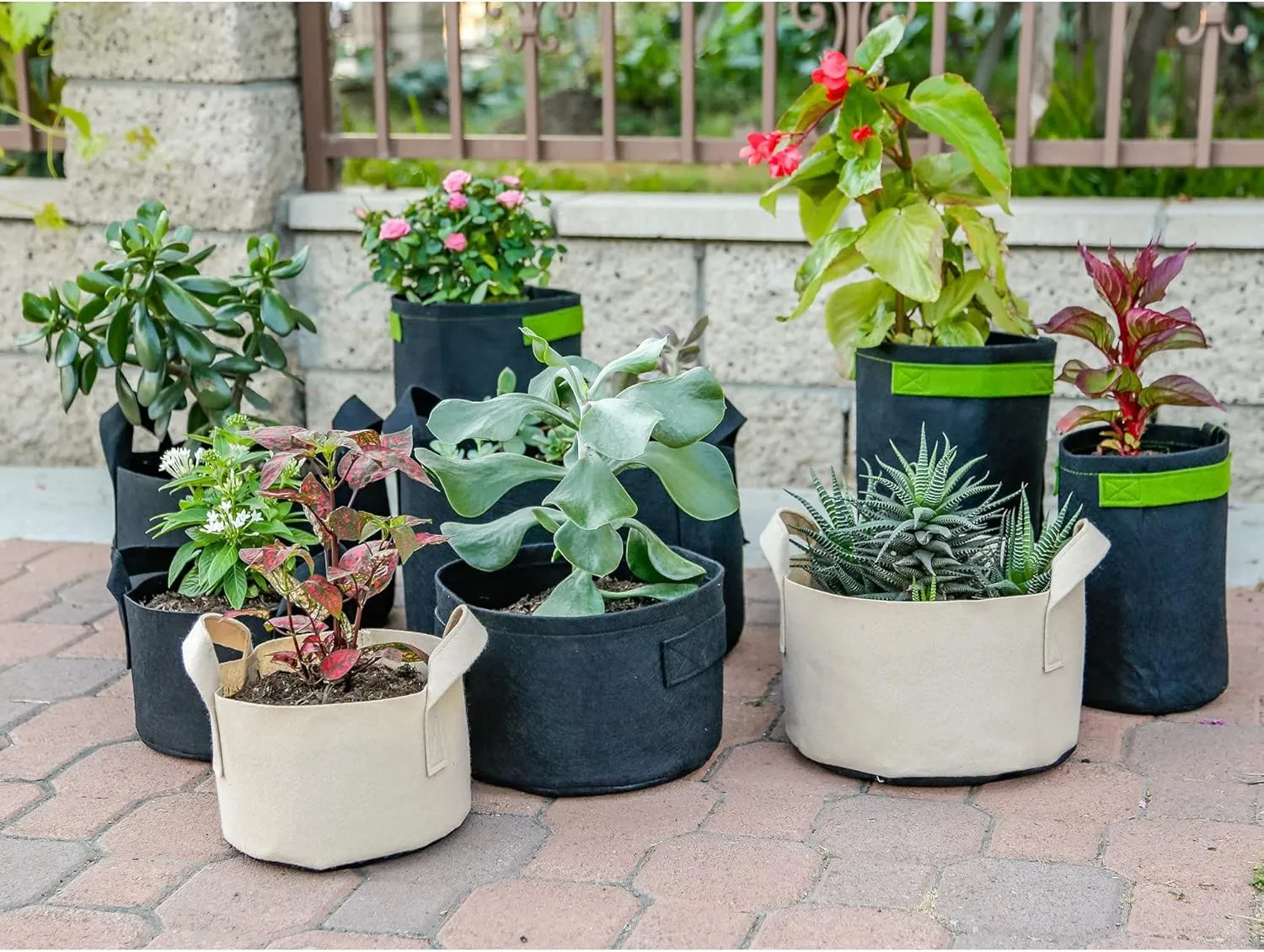 5-Pack 20 Gallon Grow Bags/Aeration Fabric Pots w/Handles (260GSM, White, 16H x 19D)