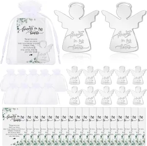 50 Sets Funeral Favors for Guests, Guardian Angel Pocket Tokens Forever in Our Hearts Cards with White Organza Bags Celebration of Life Funeral Favors for Memorial Party Guests Return Gifts