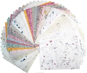 50 Sheets 8.5 x 11 Thin Mulberry Paper Sheets Handmade Art Tissue Washi Paper Design Craft Art Origami Suppliers Card Making (Tamarind Leaves,Onion,Banana Tree Fiber,Rice Straw etc.)