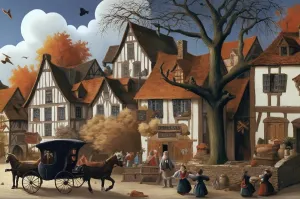 500 Pieces Puzzle for Adult Middle Ages Village Houses and Cars Wooden Jigsaw Puzzles Challenging Educational Interactive Toys for Family Creative Gift Thick Sturdy Hard Challenging Difficult