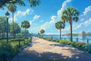 500 Pieces Puzzle for Adult Waterfront Park Charleston Anime Wooden Jigsaw Puzzles Challenging Educational Interactive Toys for Family Creative Gift Thick Sturdy Hard Challenging Difficult