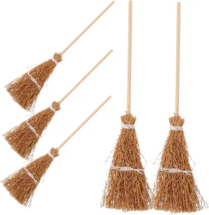 5pcs Mini Hand-Woven Broom Adorable Dollhouse Decor Props for Scenes and Creative Accessories for Boys and Girls Playtime and Photography