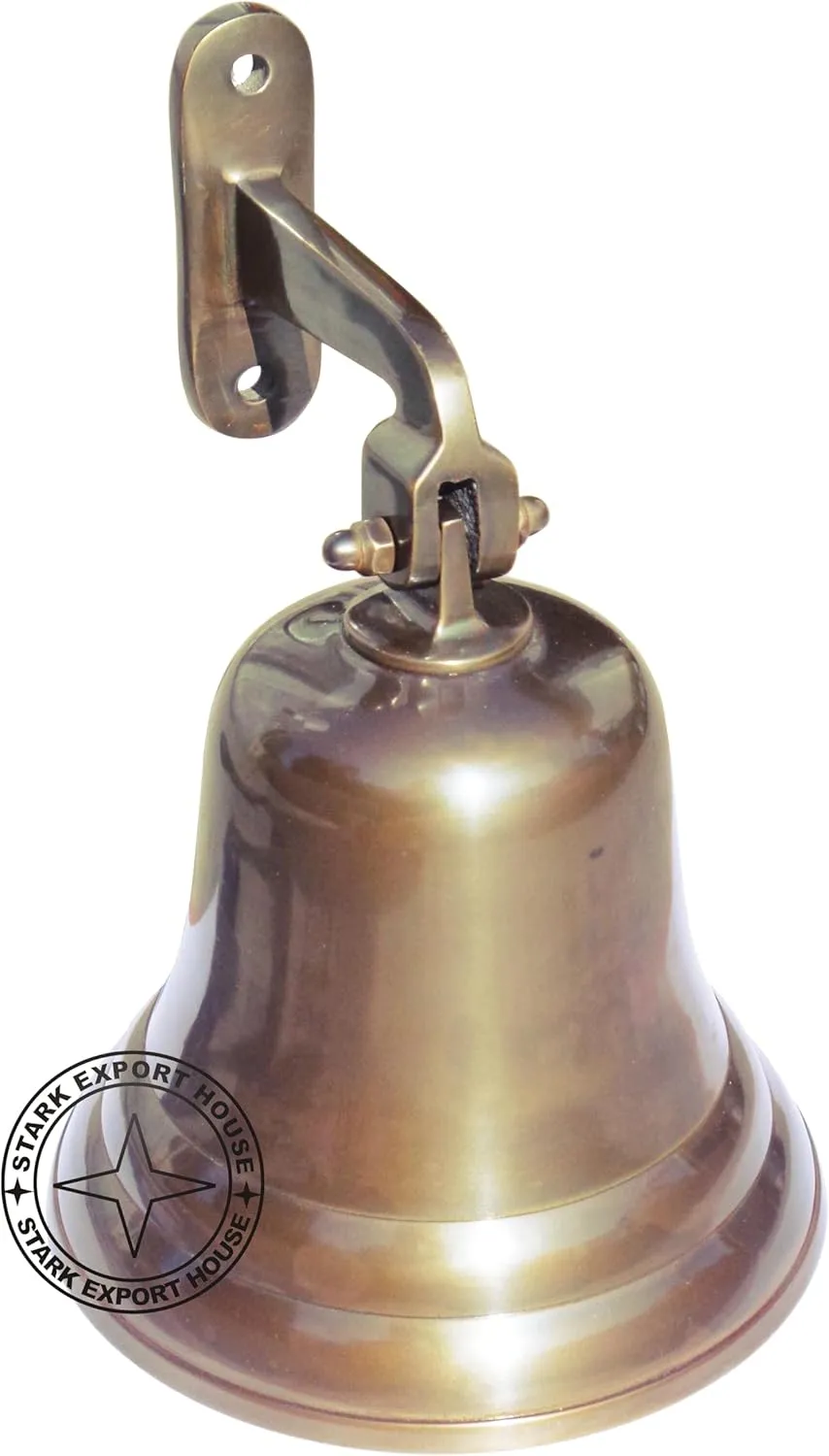 8 Inch Solid Antique Brass Ship Bell Beautiful Decorative & Functional School Reception Dinner Shop Hotel Service Bells Super Loud Hand Call Bell Nautical Best for Gift (VBGF) (6 Inch)