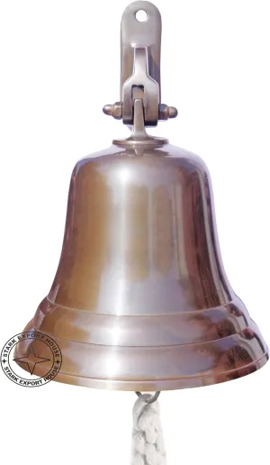 8 Inch Solid Antique Brass Ship Bell Beautiful Decorative & Functional School Reception Dinner Shop Hotel Service Bells Super Loud Hand Call Bell Nautical Best for Gift (VBGF) (6 Inch)