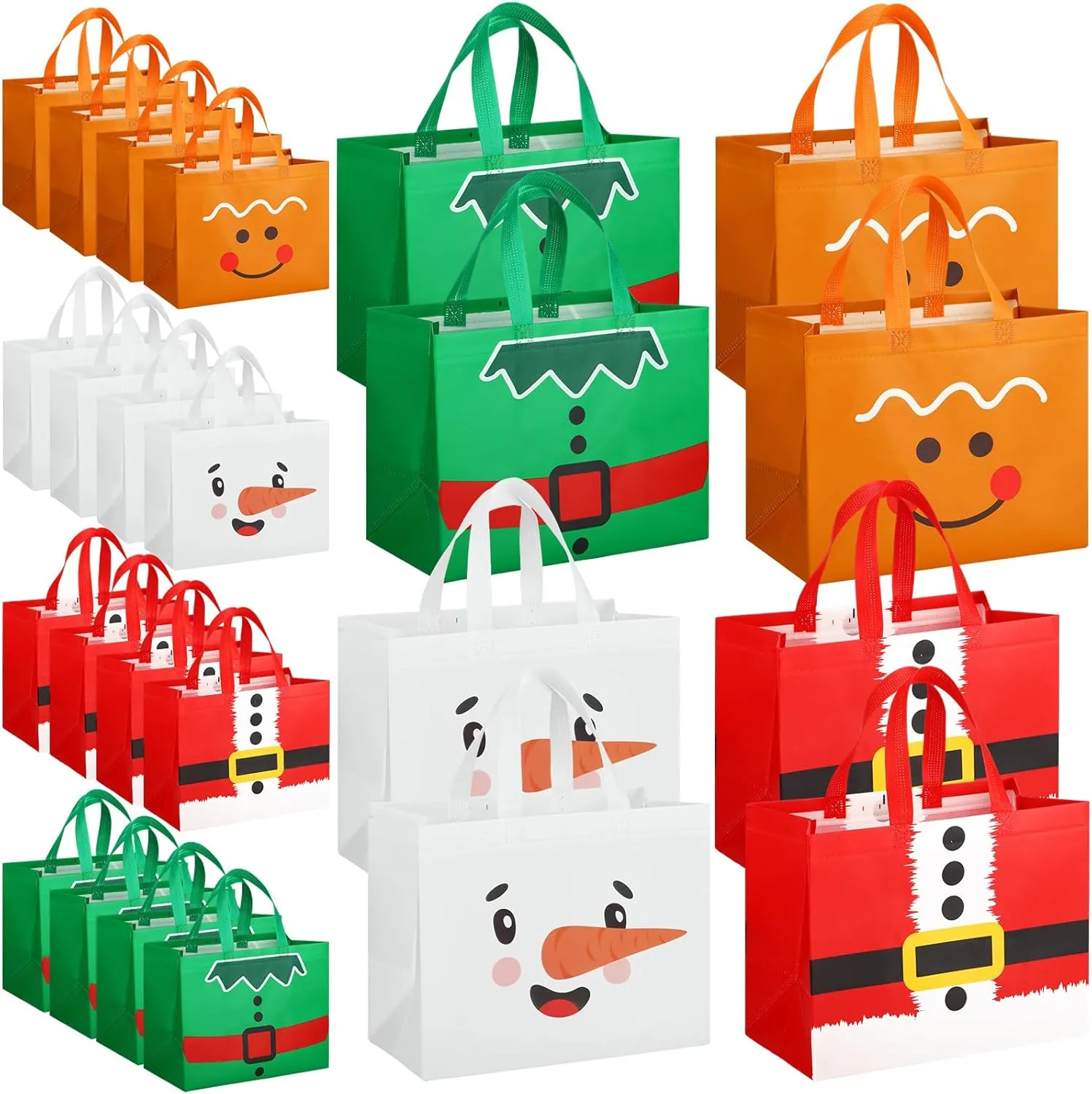 Abbylike 40 Pack Large Christmas Gift Bags Bulk13 x 10 x 7 Inch with Handle Xmas Non Woven Reusable Tote Shopping Bags for Xmas Holiday Party Treat Gifts Wrapping Supplies