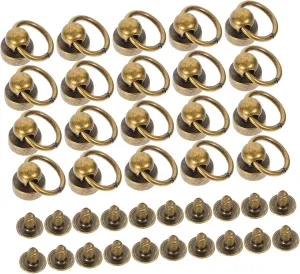 ADOCARN 20 Sets Belt Ring Monk Head Buckle Circle Purse Phone Case Rivets for DIY Screw Rivets Button Studs Push Button Wallet Black Screws Round Rivets Black Silver Purses Copper