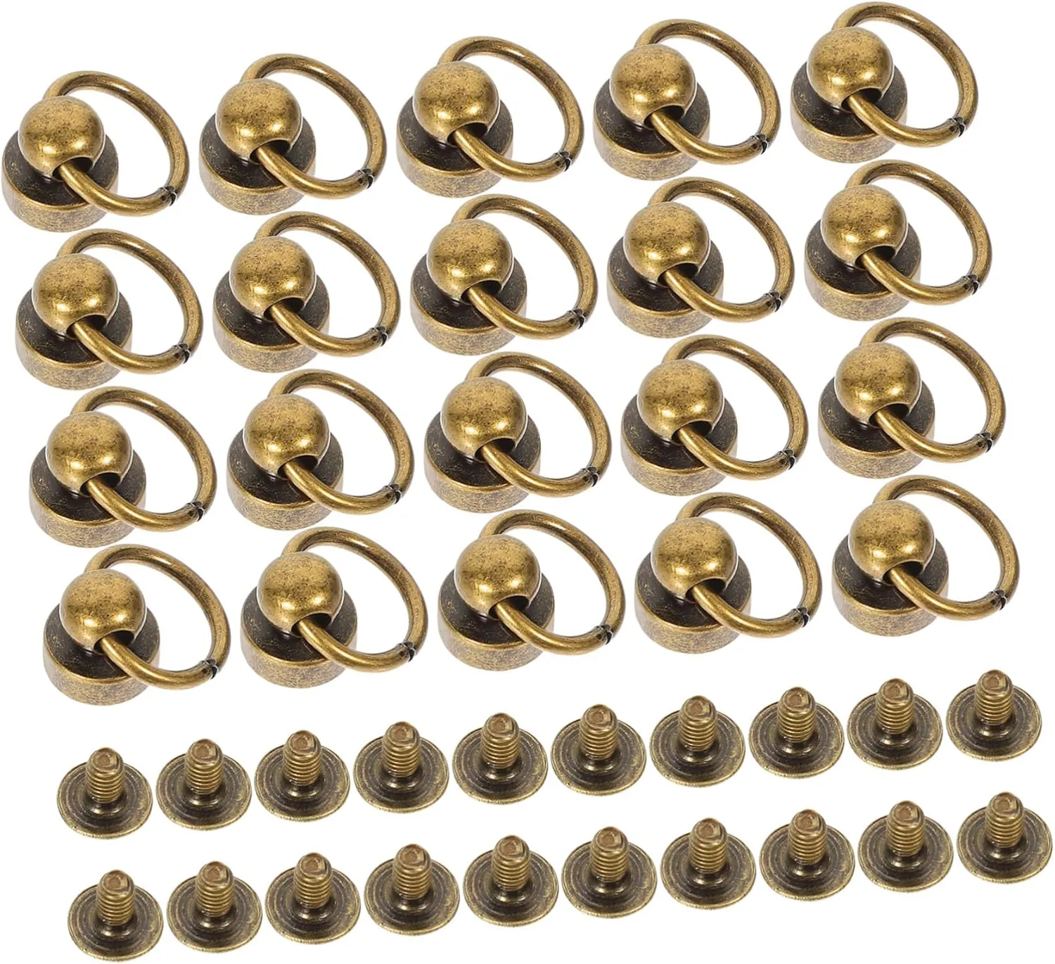 ADOCARN 20 Sets Belt Ring Monk Head Buckle Circle Purse Phone Case Rivets for DIY Screw Rivets Button Studs Push Button Wallet Black Screws Round Rivets Black Silver Purses Copper