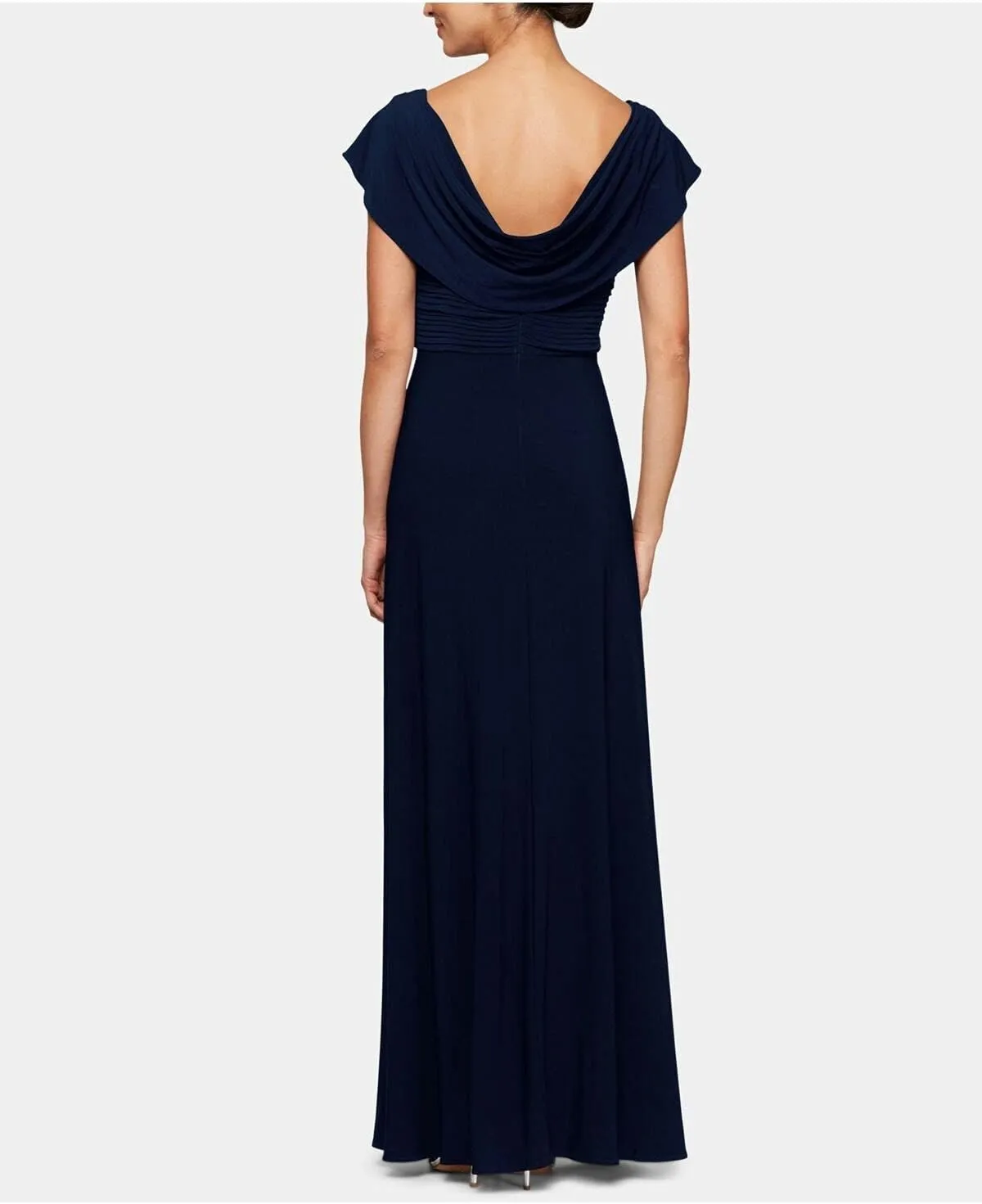 Alex Evenings Women's Long Cowl Neckline Mother of The Bride Dress, Formal Event Gown (Petite and Regular Sizes)