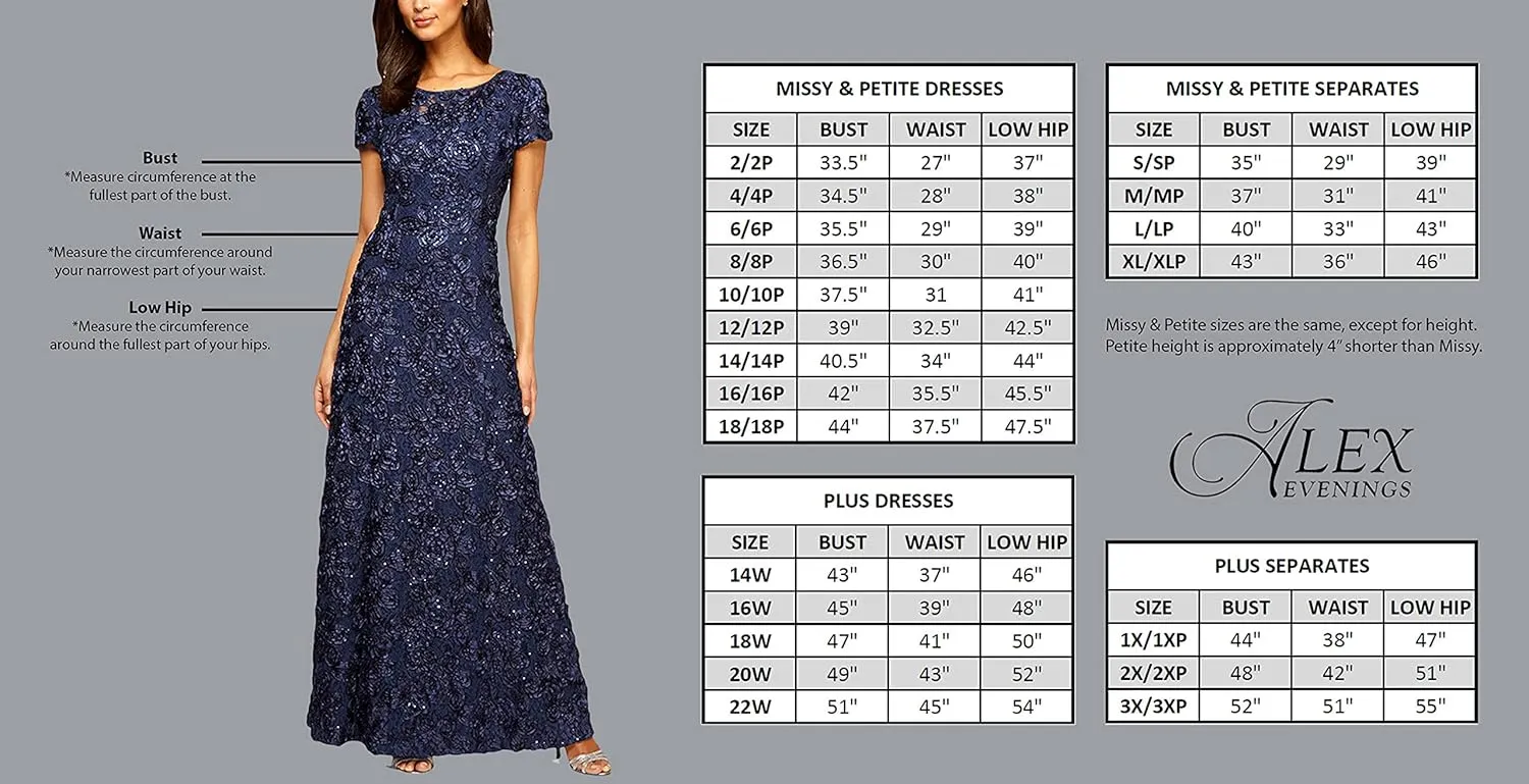 Alex Evenings Women's Long Sleeveless Mother of The Bride Dress W/Cascade Ruffle & Front Slit (Petite and Regular Sizes)