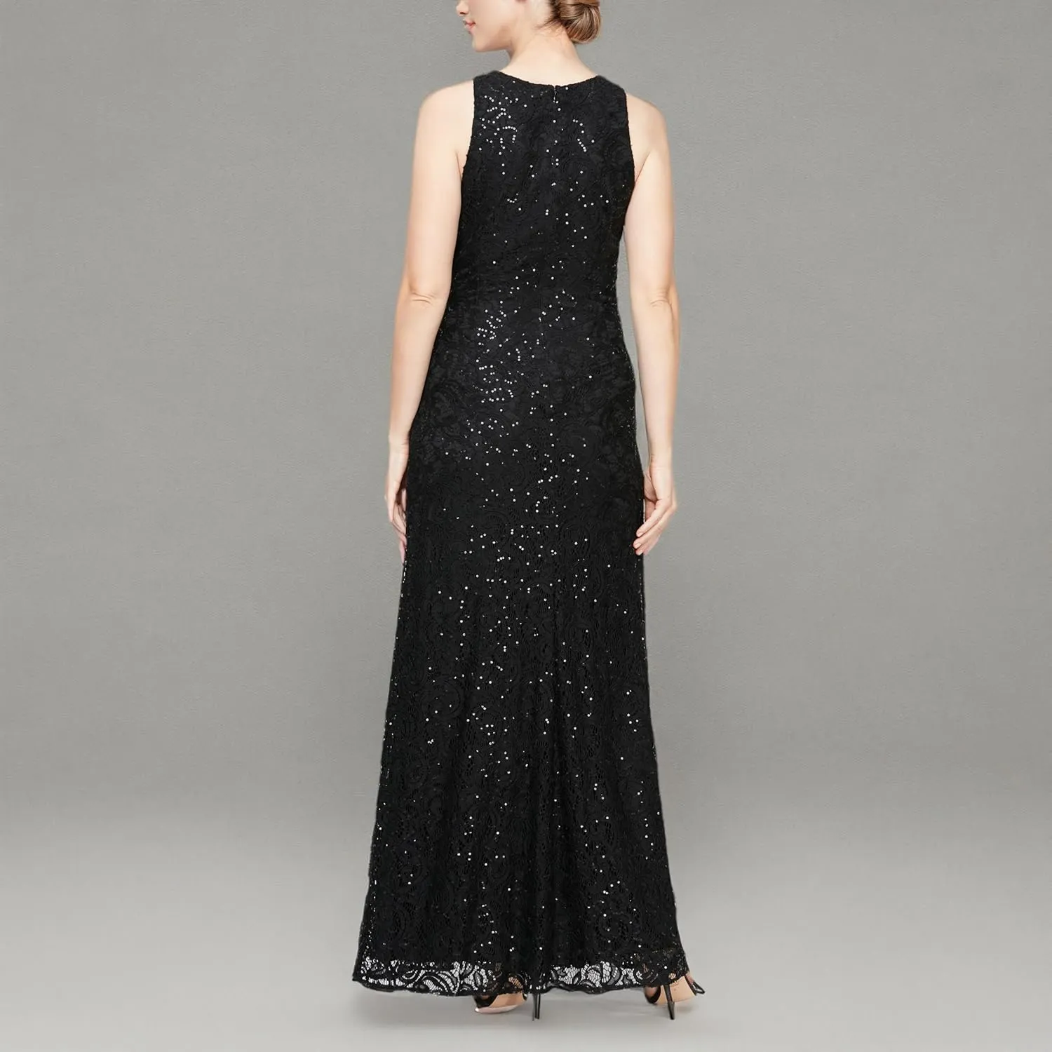 Alex Evenings Women's Long Sleeveless Mother of The Bride Dress W/Cascade Ruffle & Front Slit (Petite and Regular Sizes)