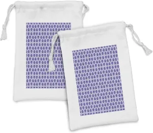 Ambesonne Blue Fabric Pouch Set of 2, Tropical Illustration Natural Floral Exotic Botany Repetitive Monstera Leaves Images, Small Drawstring Bag for Toiletries Masks and Favors, 9" x 6", Quartz Mauve