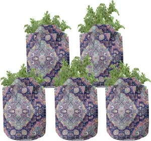 Ambesonne Corn Grow Bags 5-Pack, Organic Vegetable Stalks, Heavyduty Fabric Pots with Handles for Plants, Green Yellow