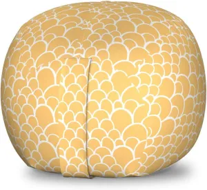 Ambesonne Fish Scale Storage Toy Bag Chair, Reptile Lizard Skin Pattern with Loops Exotic Animal Print Modern Design, Stuffed Animal Organizer Washable Bag, Small Size, Mustard and White