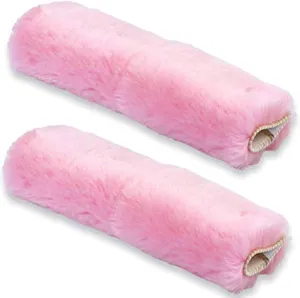Andalus Brands 2 Pack Genuine Merino Wool Sheepskin Seat Belt Cover – Soft Shoulder Pad, Neck Cushion Protector – Authentic Car Accessories (Pink)