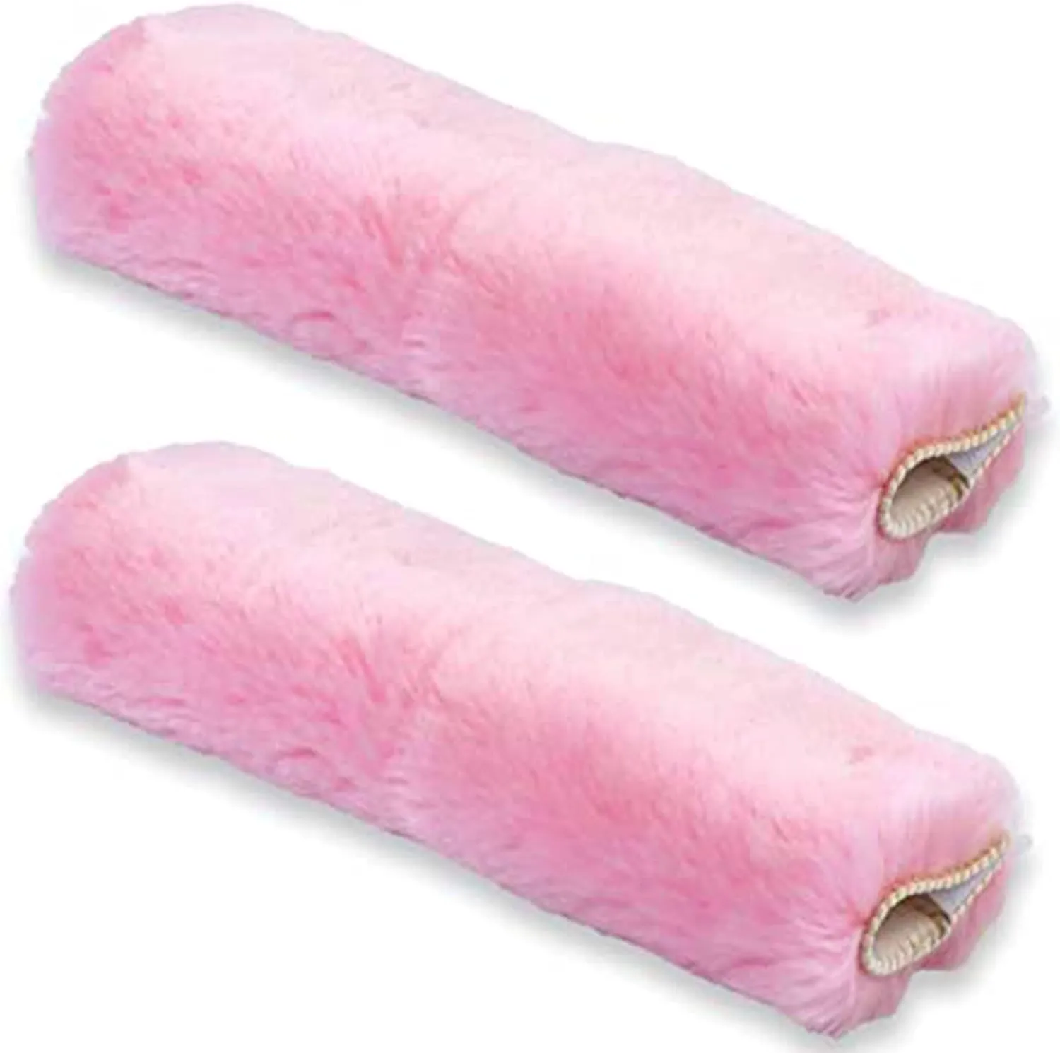 Andalus Brands 2 Pack Genuine Merino Wool Sheepskin Seat Belt Cover – Soft Shoulder Pad, Neck Cushion Protector – Authentic Car Accessories (Pink)