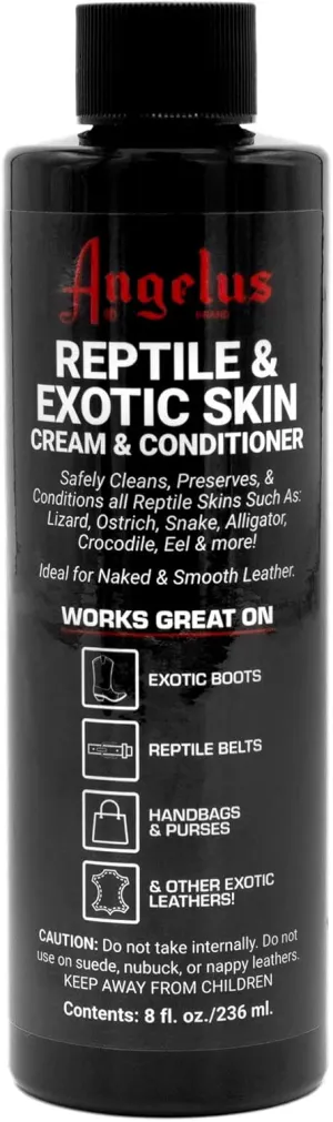 Angelus Exotic Leather Conditioner and Cleaner, 8oz - Reptile Deep Conditioner and Cleaner for Shoes, Boots, Belts, Bags - Made In USA