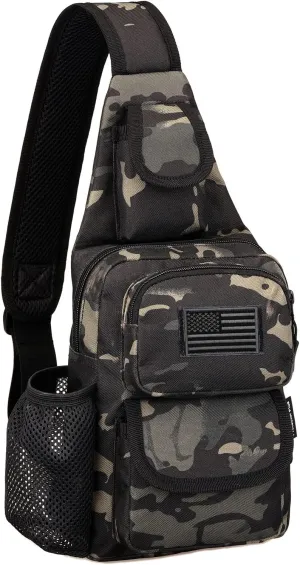 ArcEnCiel Tactical Sling Pack Military Molle Chest Crossbody Shoulder Bags with Patch