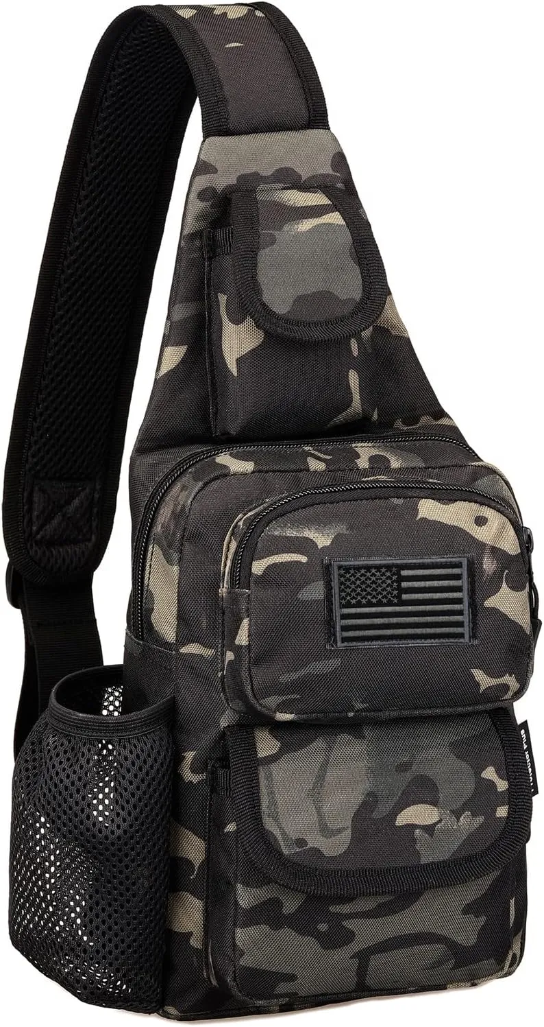 ArcEnCiel Tactical Sling Pack Military Molle Chest Crossbody Shoulder Bags with Patch