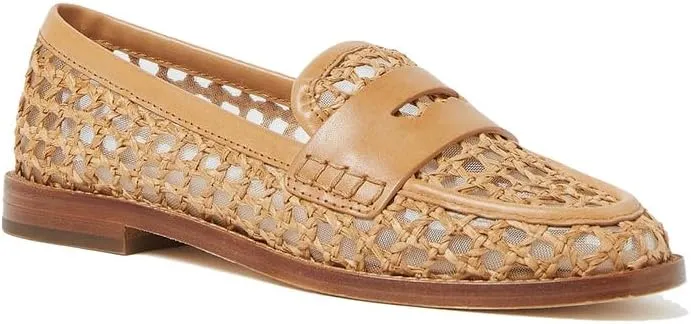 Arqa Penny Loafers for Women Comfortable Slip on Formal Work Flats Natural Raffia Woven Flats Dressy Casual Walking Shoes