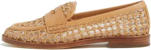 Arqa Penny Loafers for Women Comfortable Slip on Formal Work Flats Natural Raffia Woven Flats Dressy Casual Walking Shoes
