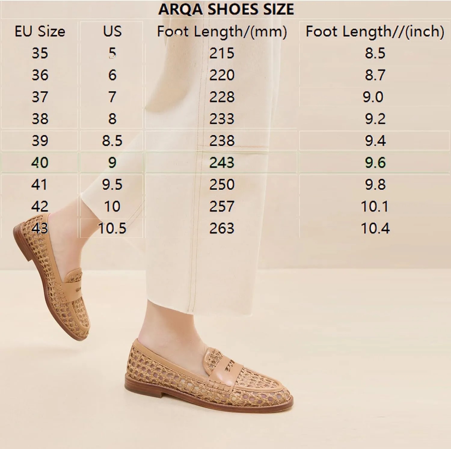 Arqa Penny Loafers for Women Comfortable Slip on Formal Work Flats Natural Raffia Woven Flats Dressy Casual Walking Shoes