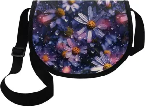 Artistic Horse Women's Large Tote Bag Daisy Messenger Bag Retro Plant Flower Shoulder Bags for Travel College