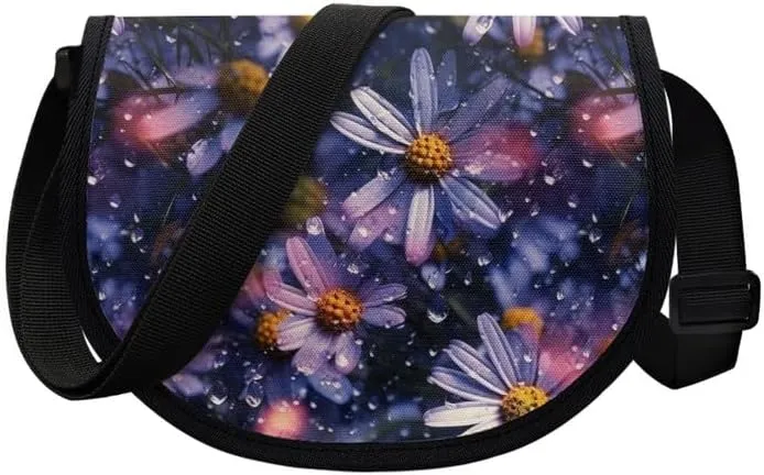 Artistic Horse Women's Large Tote Bag Daisy Messenger Bag Retro Plant Flower Shoulder Bags for Travel College